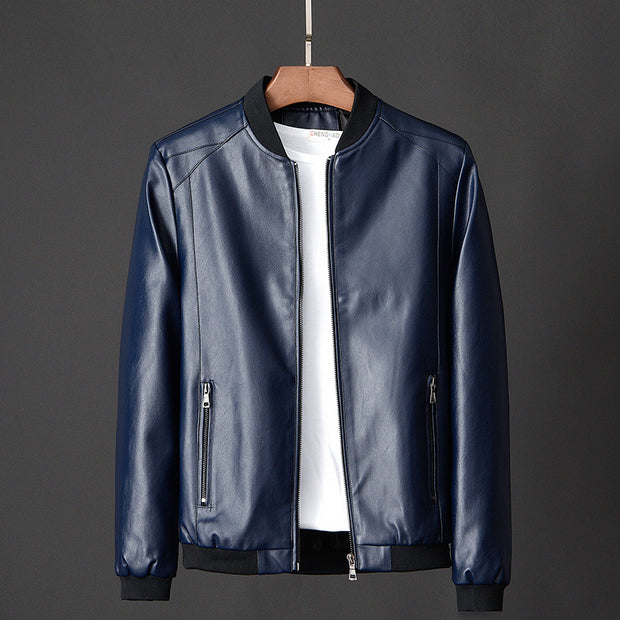 Leather jacket slim men's leather jacket