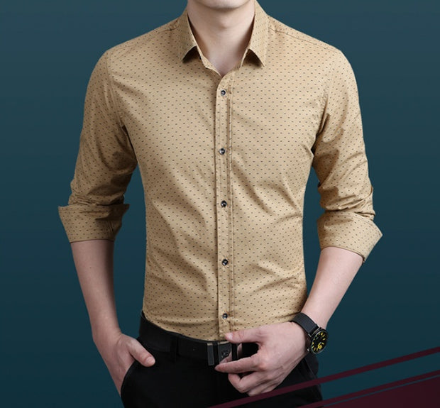 Brand Fashion Male Shirt Long-Sleeves