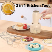 2 In 1 Electric Garlic Chopper USB Rechargeable Vegetable Chili Meat Ginger