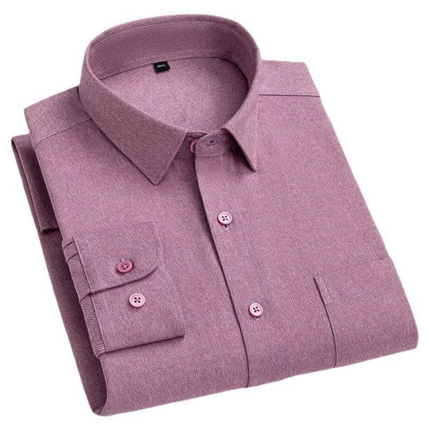 Men's Long Sleeve Solid Color Pocket Light Business Shirt