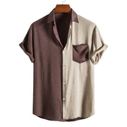 Men's Fashion Casual Stitching Short Sleeve Shirt