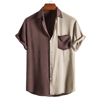 Men's Fashion Casual Stitching Short Sleeve Shirt