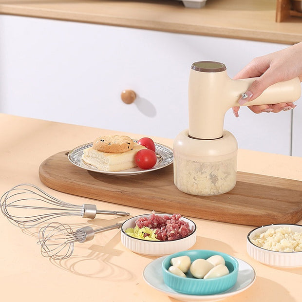 2 In 1 Electric Garlic Chopper USB Rechargeable Vegetable Chili Meat Ginger